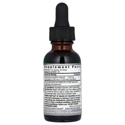 Nature's Answer, корень маки, без спирта, 1000 мг, 30 мл (1 жидк. унция)