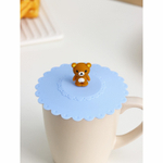 Крышка-непроливайка силиконовая Доляна «Мишка», d=11 см, цвет голубой