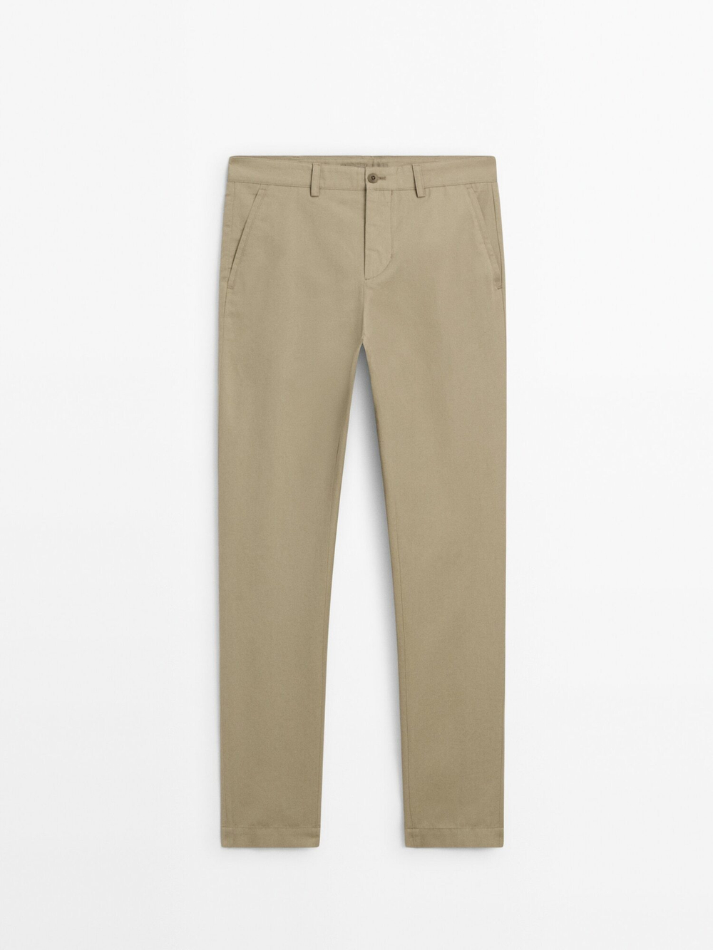 Massimo Dutti Зауженные брюки из смесового хлопка, рыжевато-коричневый