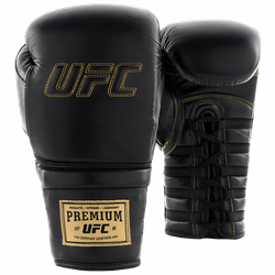 UFC Премиальные тренировочные перчатки на шнуровке черные - 12 Oz