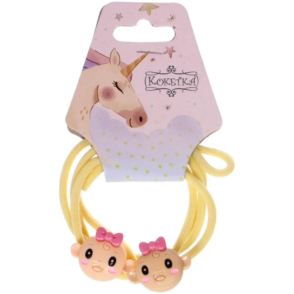 Резинки для волос 2шт «МИМИШКА», малыш, микс 5 цветов, d-5,5см (подвес Единорог)