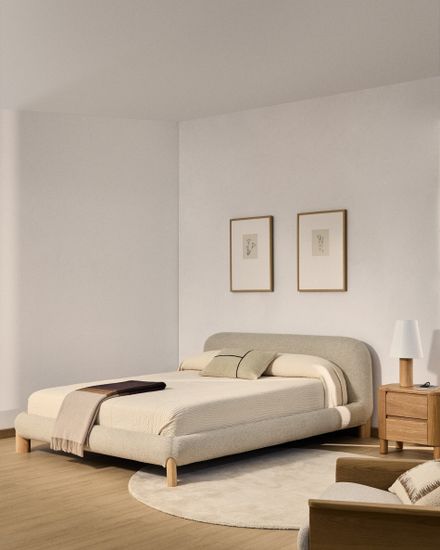 Кровать Odina из ткани букле цвета экрю 180 x 200 см