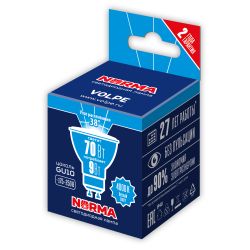 LED-JCDR-9W-4000K-GU10-38D-NR Лампа светодиодная. Форма JCDR. матовая. Серия Norma. Белый свет 4000K. Угол свечения 38. Картон. ТМ Volpe