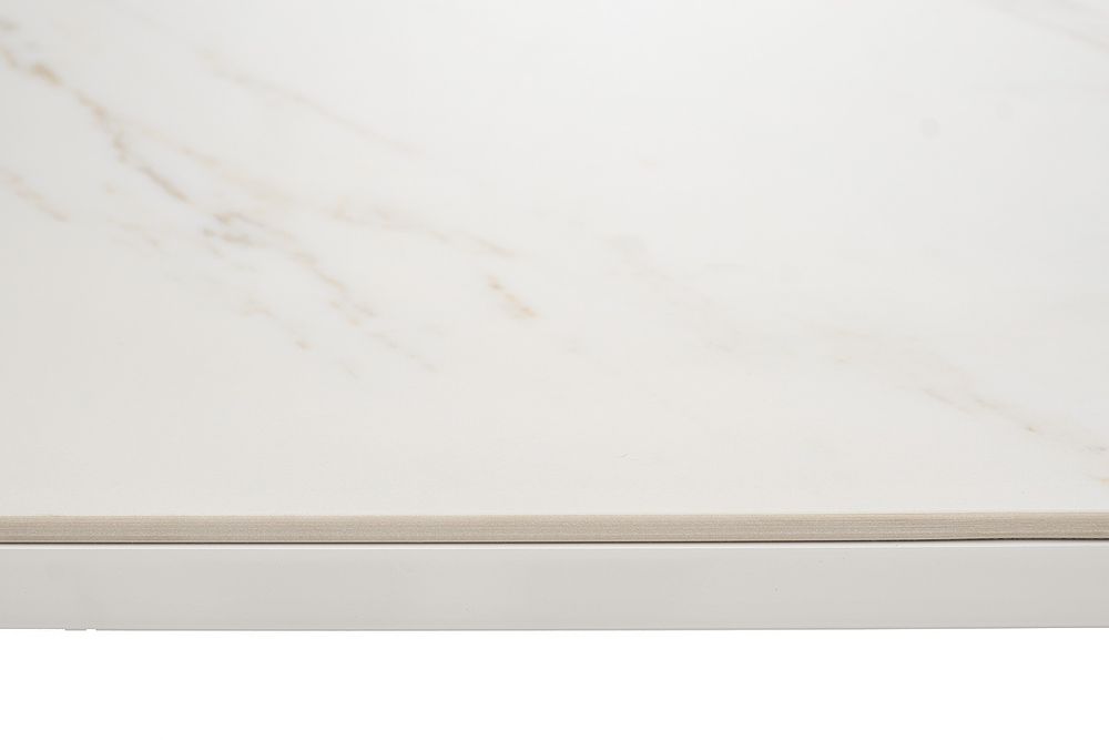 "Меркурий" стол интерьерный раздвижной обеденный из керамики, цвет белый глянцевый