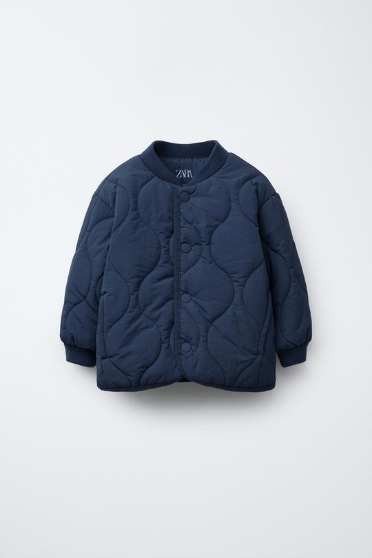ZARA СТЕГАНЫЙ БОМБЕР, СИНИЙ