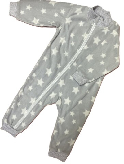 Комбинезон флисовый серый на молнии с открытыми ножками на рост 80 см