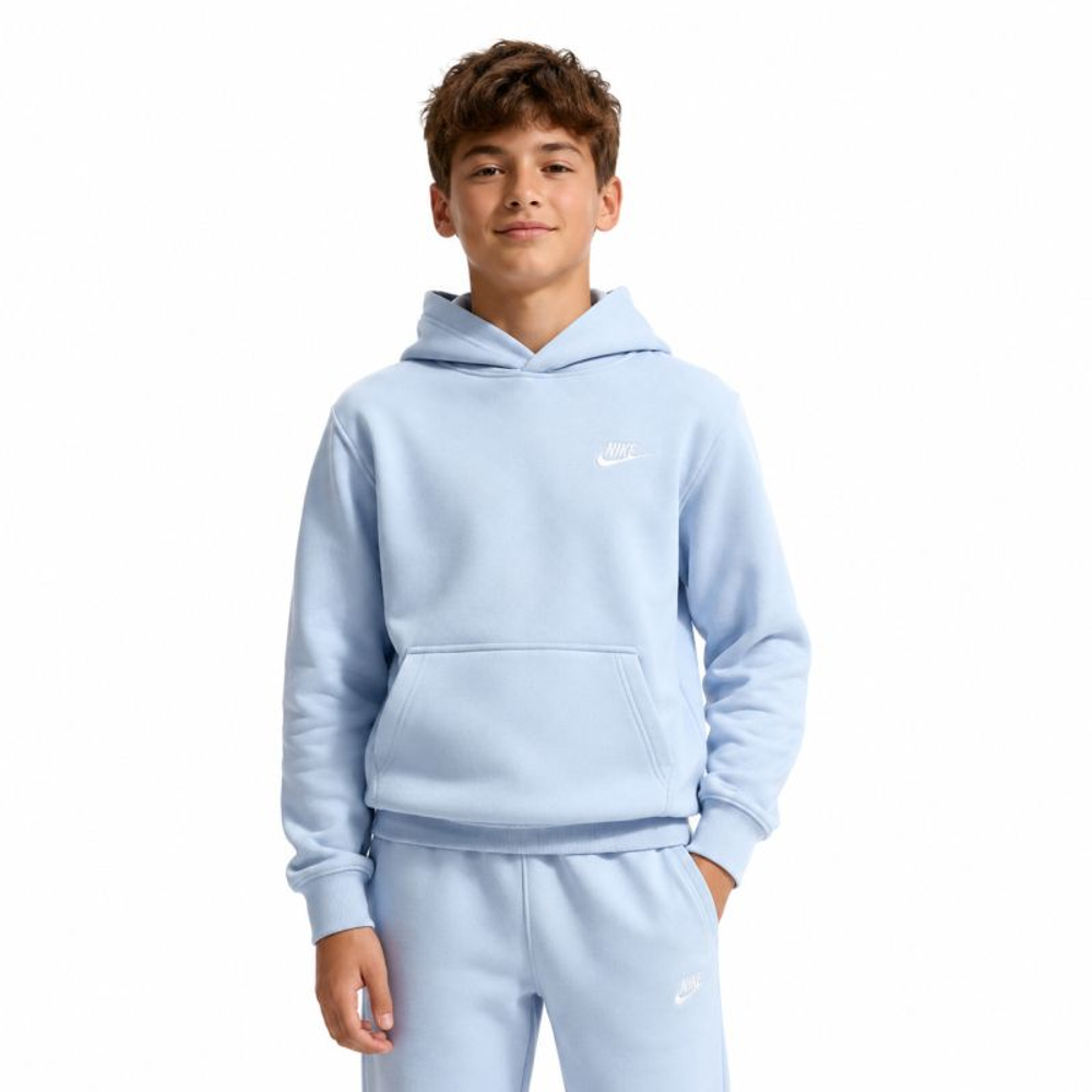 Детская теннисная толстовка Nike Sportswear Club Fleece Pullover - hydrogen blue/white