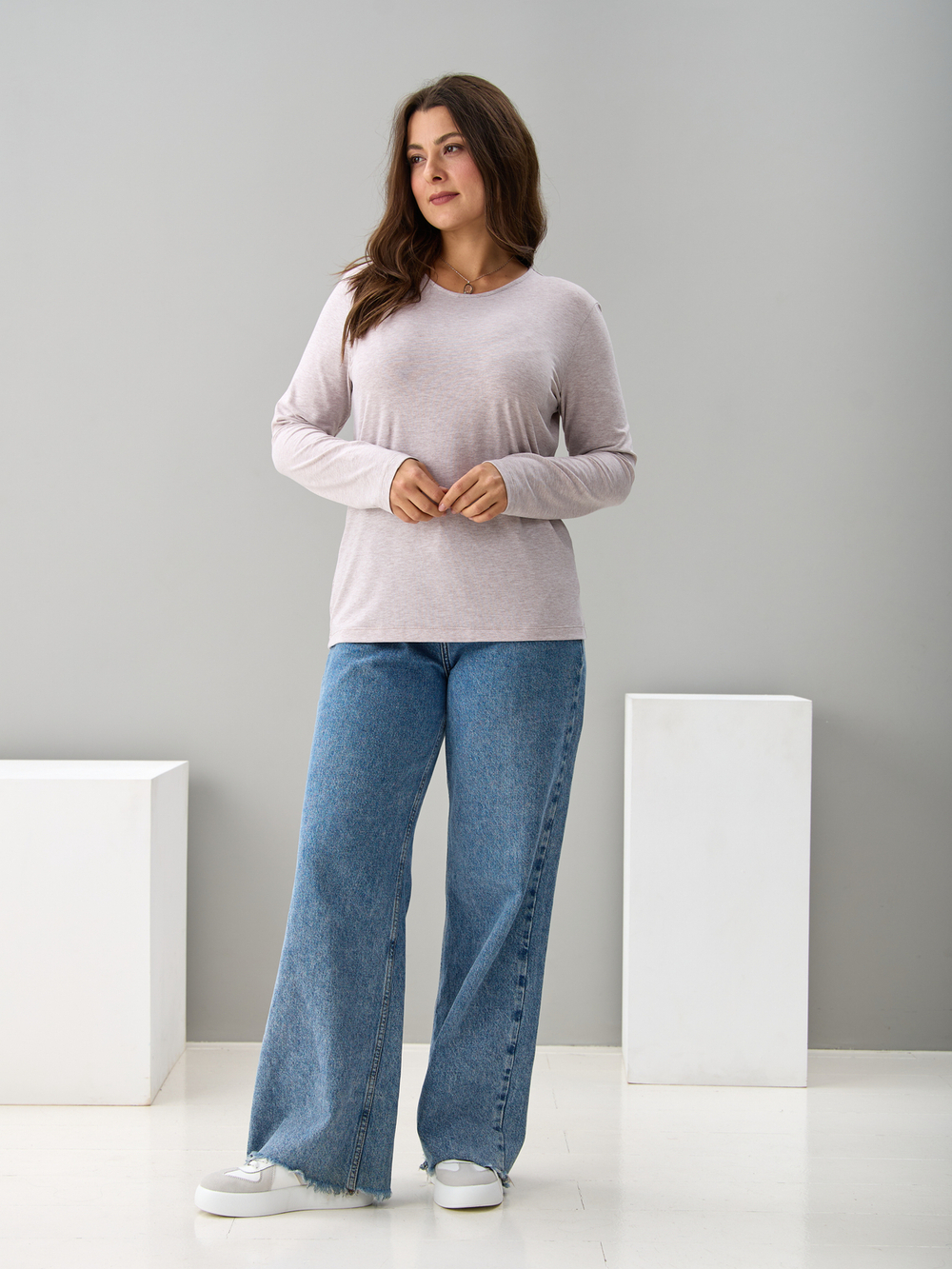 Лонгслив ЛНкл-081/бежевый-меланж