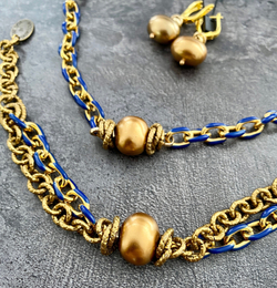 HMG 1332 Enamel chain 0.8cm blue браслет арт.1190