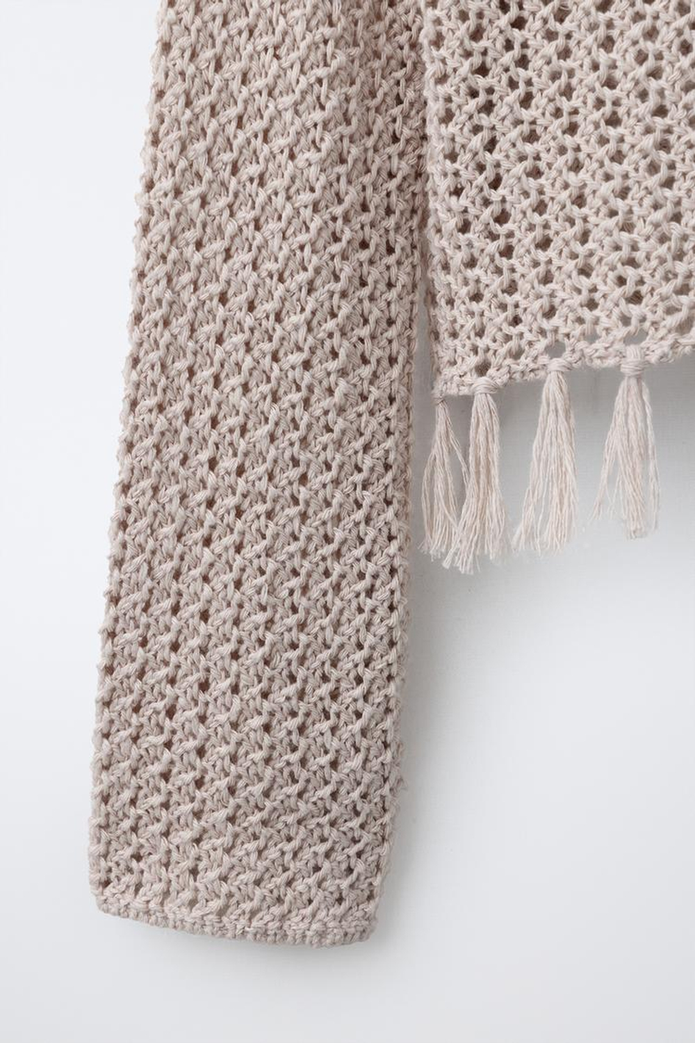 ZARA ТРИКОТАЖНЫЙ ДЖЕМПЕР С БАХРОМОЙ, РЫЖЕВАТО-КОРИЧНЕВЫЙ