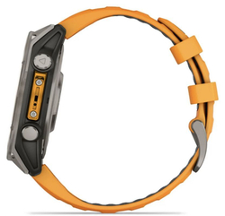 Умные часы Garmin Fenix 8, 47 мм, AMOLED, Sapphire Titanium with spark orange/graphite silicone band