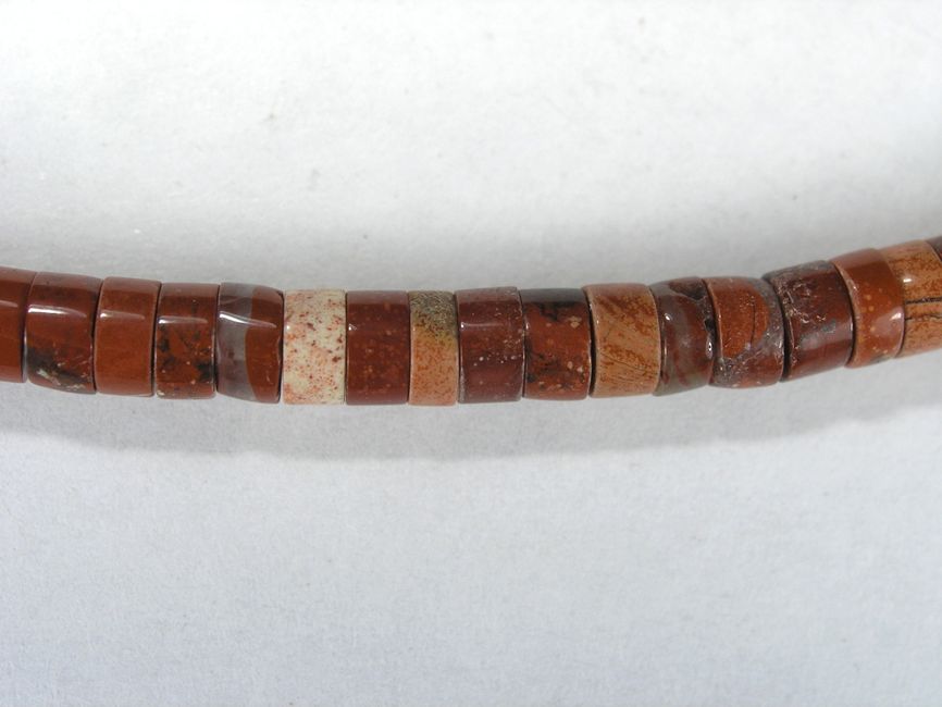 Бусина из яшмы красной, фигурная, 2x4 мм (рондель, гладкая)