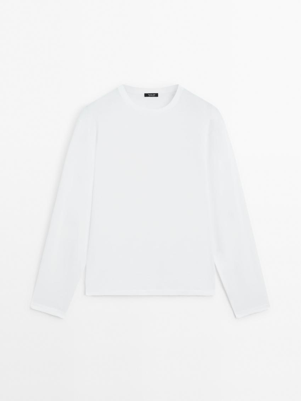 Massimo Dutti Лонгслив из 100% хлопка, белый