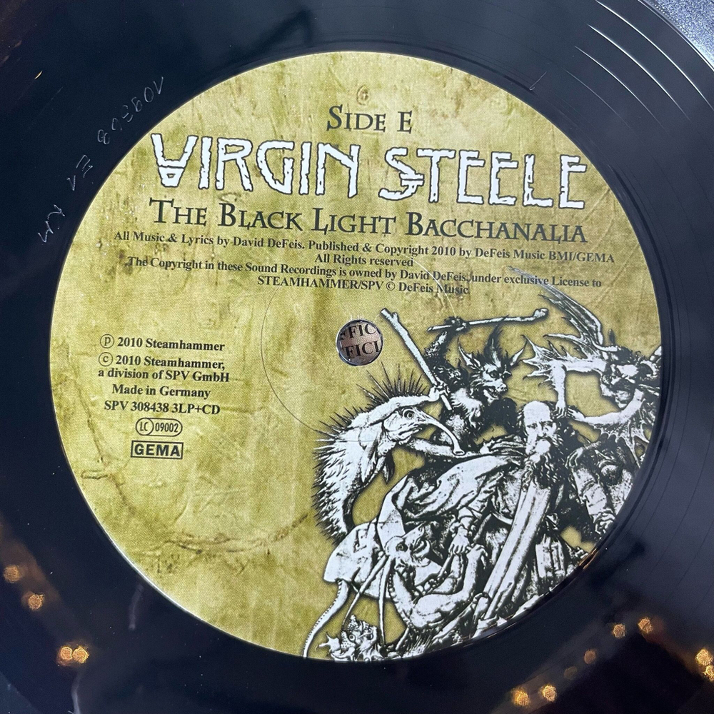Винтажная виниловая пластинка LP Virgin Steele The Black Light Bacchanalia (Germany 2010)