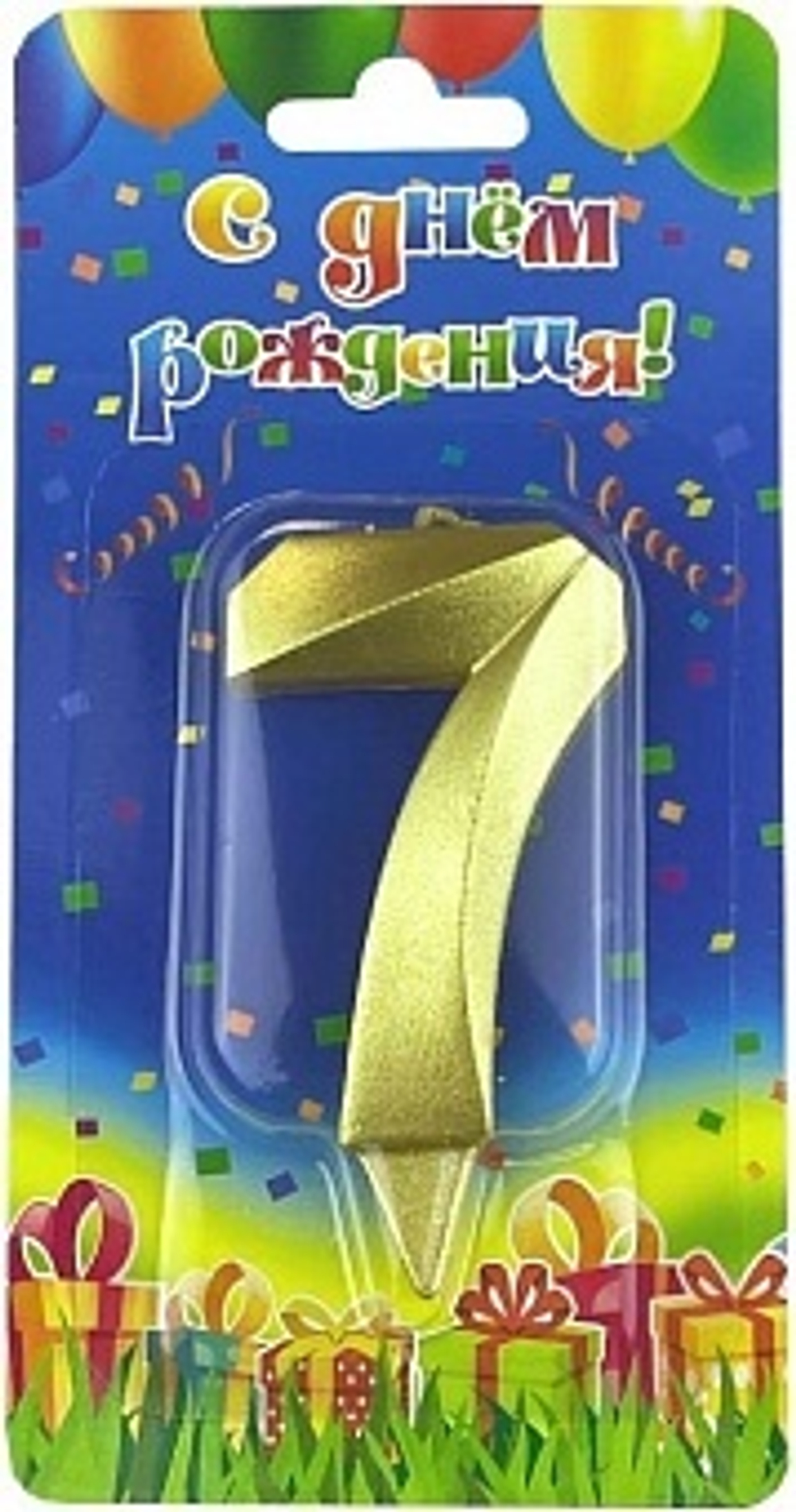 Свеча Цифра 7 Грани Золото 7 см.