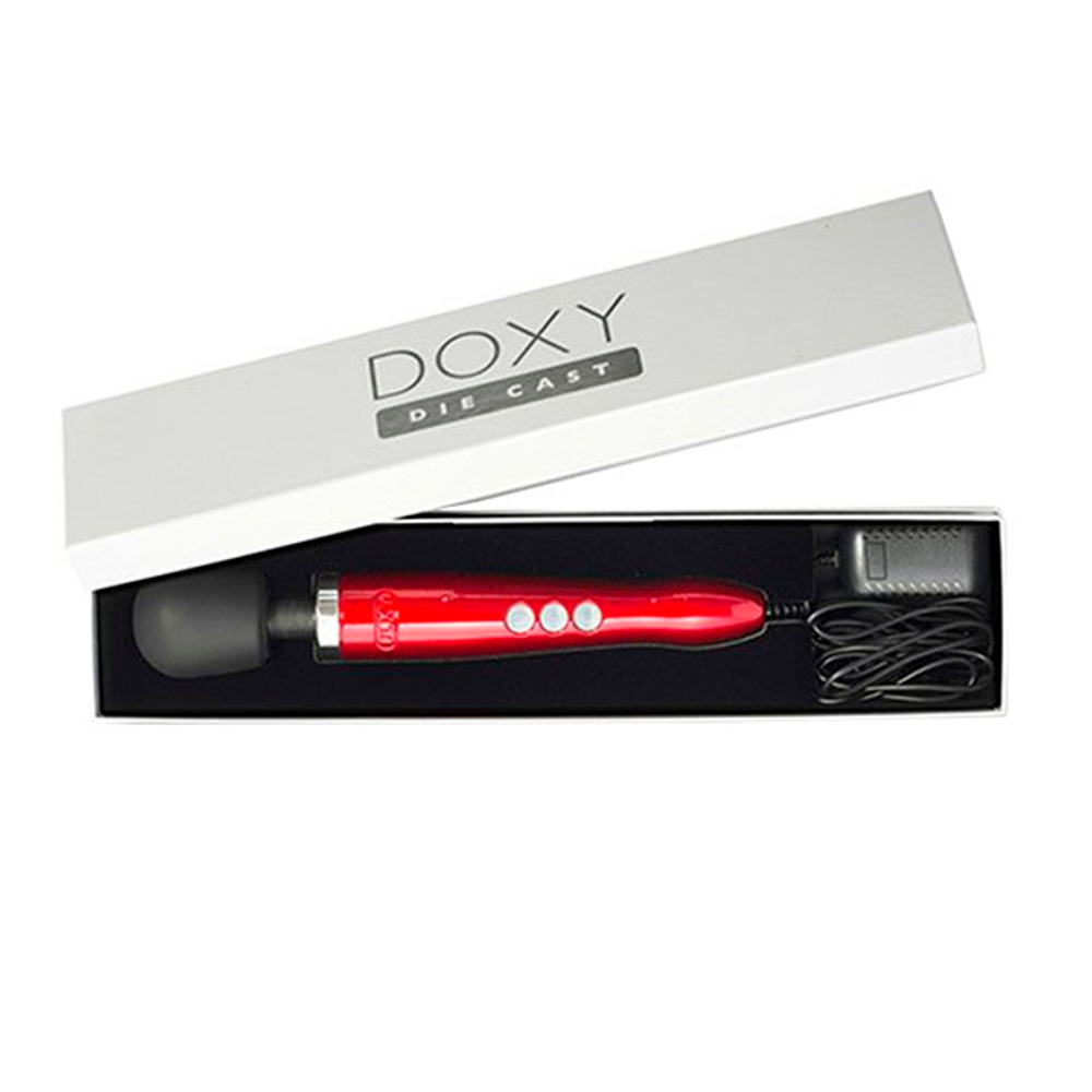 Мощный красный вибратор-вонд 37см Doxy Die Cast Extra Powerful Massage Wand Vibrator Red