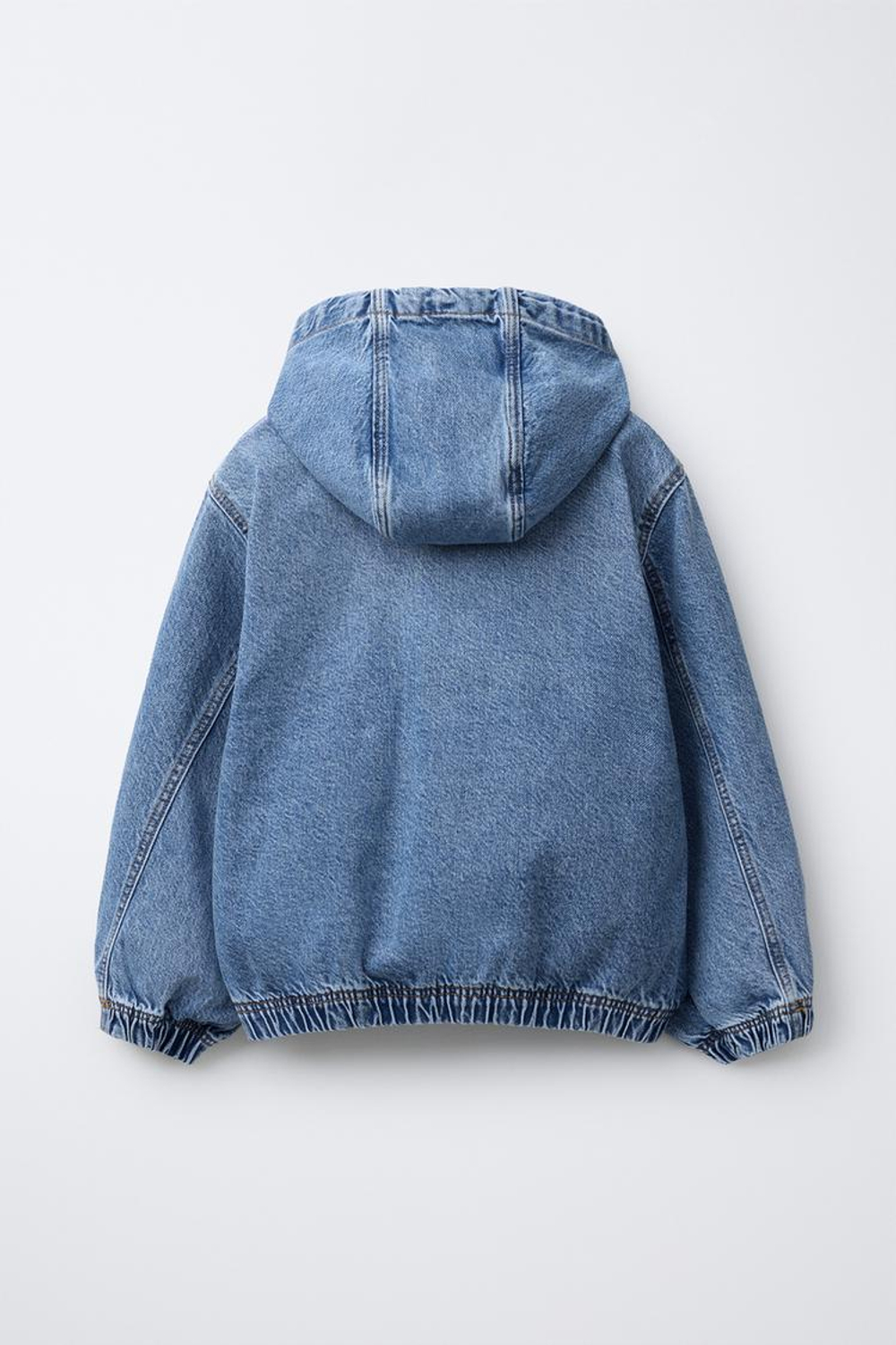 ZARA ДЖИНСОВАЯ КУРТКА С КАПЮШОНОМ, ВЫЦВЕТШИЙ СИНИЙ