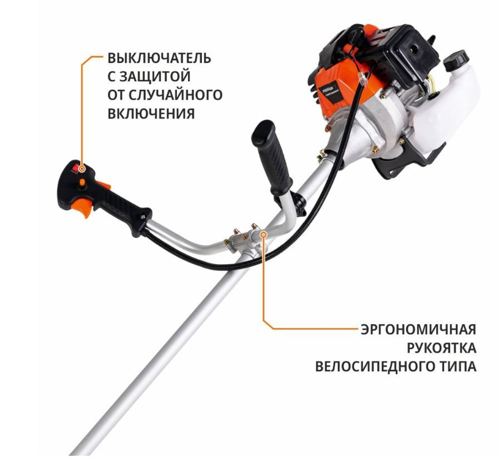 Триммер бенз. MGT-56 (3,2л.с,56 см3, 2-такт, диск 40-зуб, ранцевый ремень, неразъемная штанга)