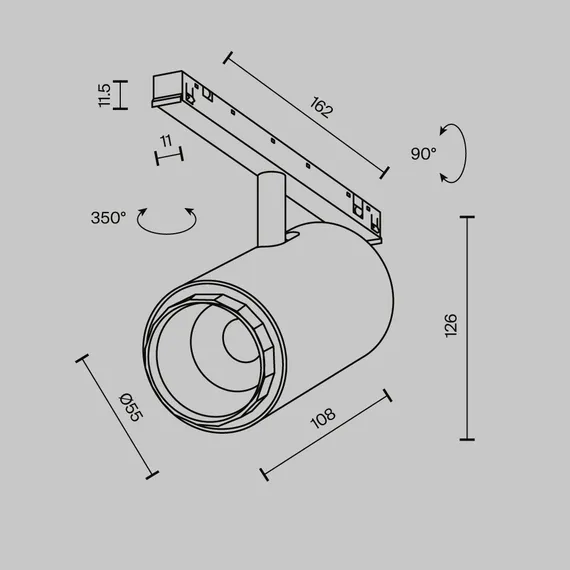 Трековый светильник Фокус / Focus Zoom Exility X 3000K 12Вт 10-45° Technical tr244-12w3k-b