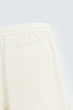 ZARA БРЮКИ ИЗ ВИСКОЗЫ И ДЖУТА, БЕЛЫЙ