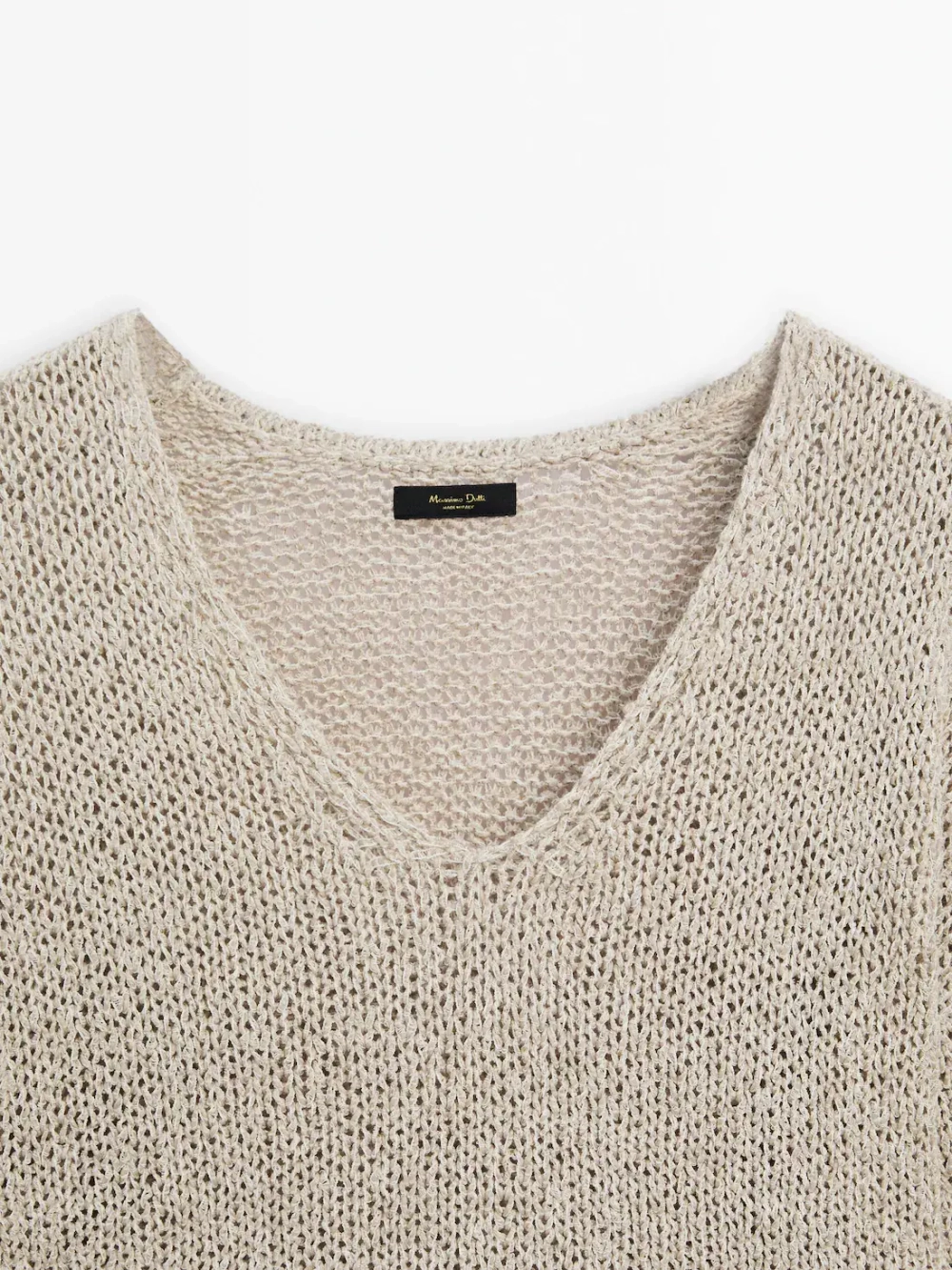 Massimo Dutti Свитер из смесового льна, бежевый