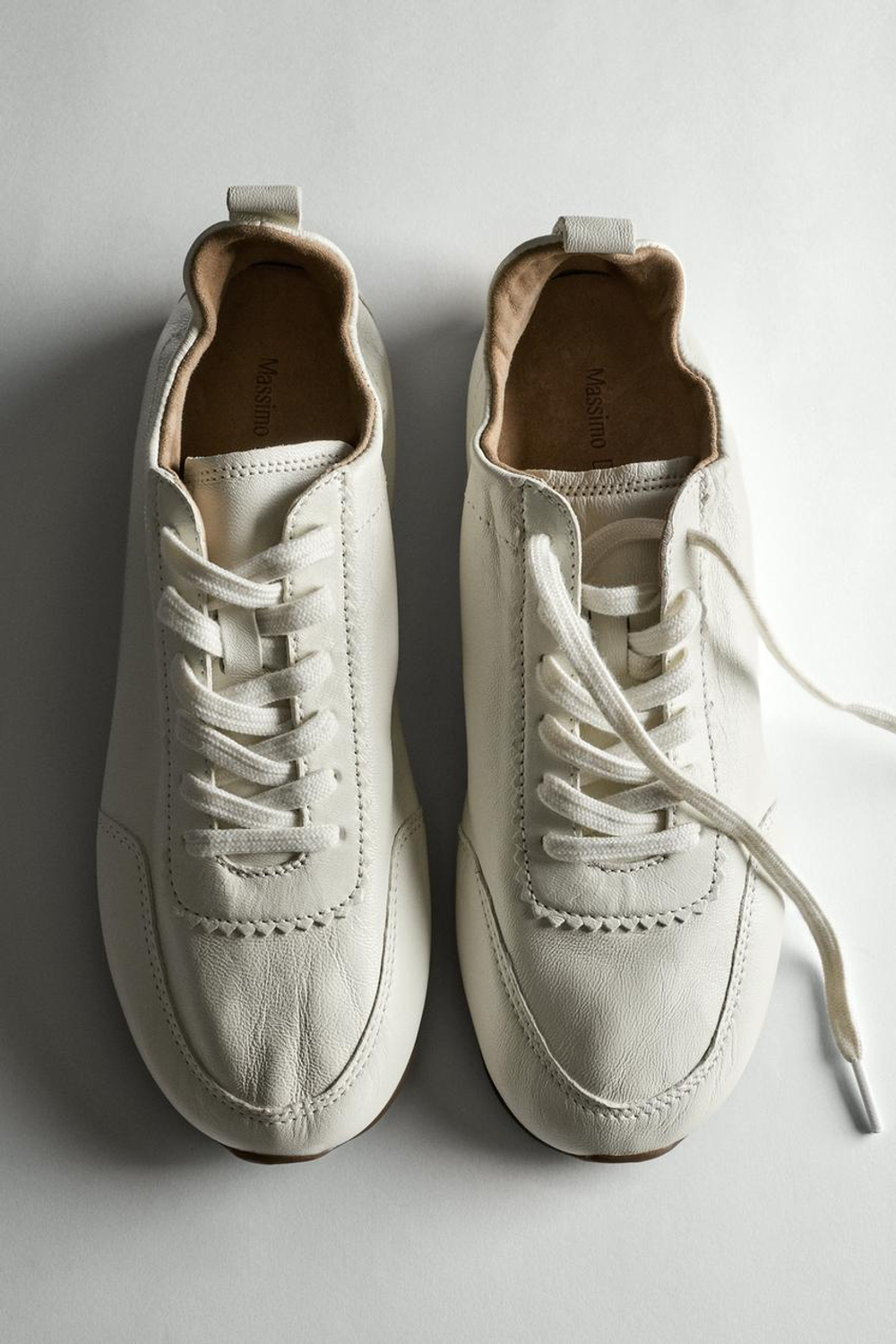 Massimo Dutti Кроссовки из мягкой кожи, белый