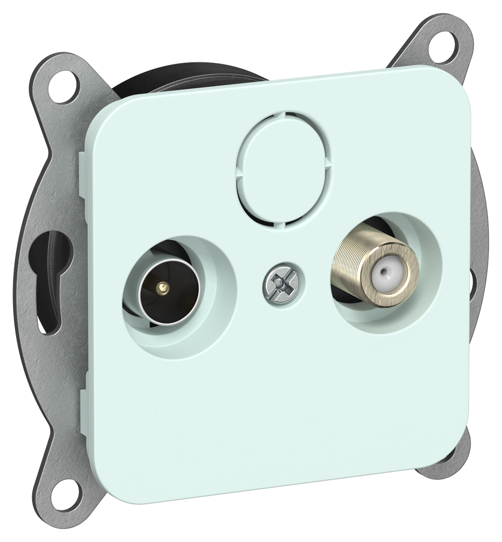 FLITE Розетка 2-местная TV+SAT экранированная проходная РТВс-2-1-2-ФлХЛ холодный лед IEK