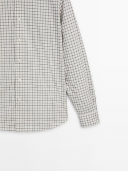 Massimo Dutti Рубашка из 100% хлопка в клетку, натуральный, кремовый