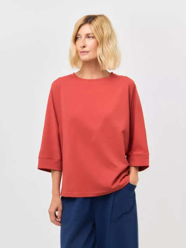 Футболка оверсайз большие размеры летучая мышь терракотовый