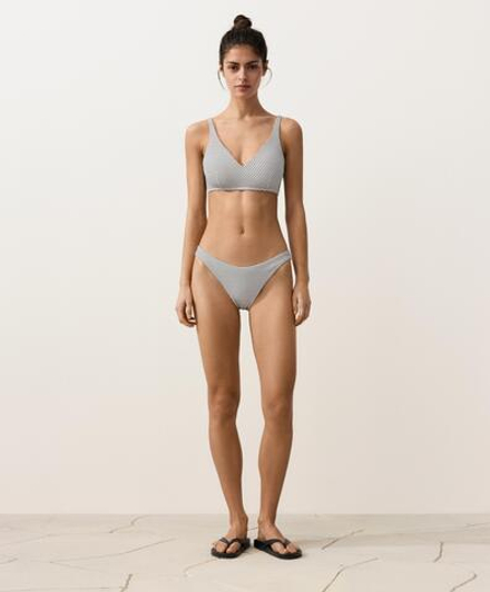 OYSHO Трусики-бикини с жаккардовым узором в горошек, U-образным вырезом, светлый экрю