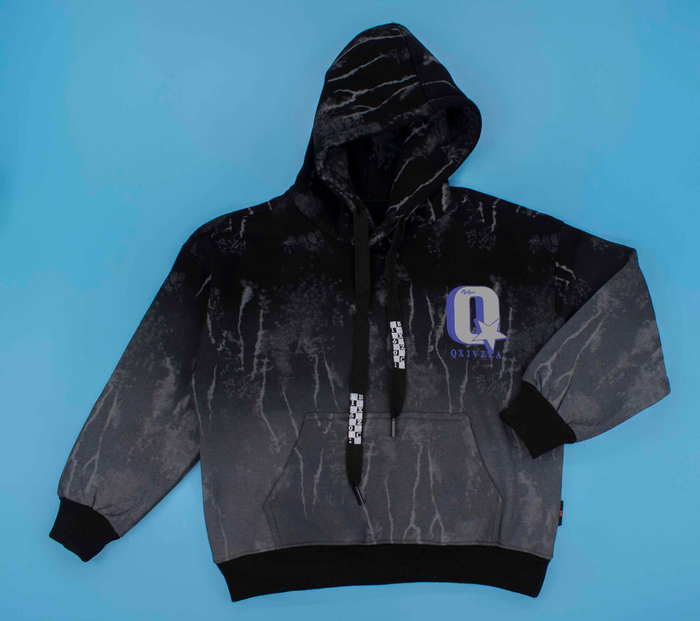 толстовка худи Q звезда теплая флок 4788