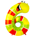Шар Фольгированный Цифра 6 Гусеница (Желтый)