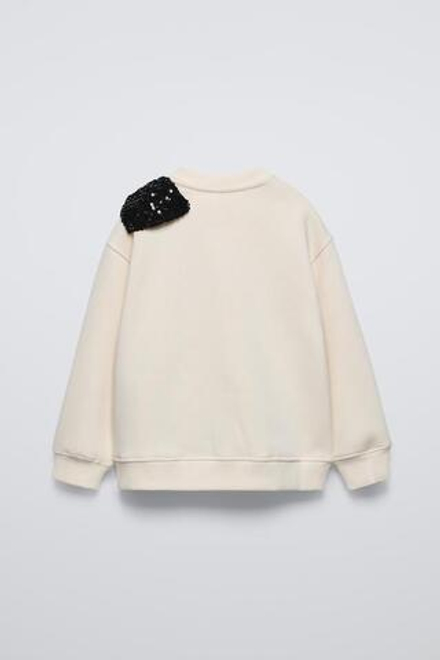 ZARA ТОЛСТОВКА С БАНТОМ И ПАЙЕТКАМИ, ЭКРЮ