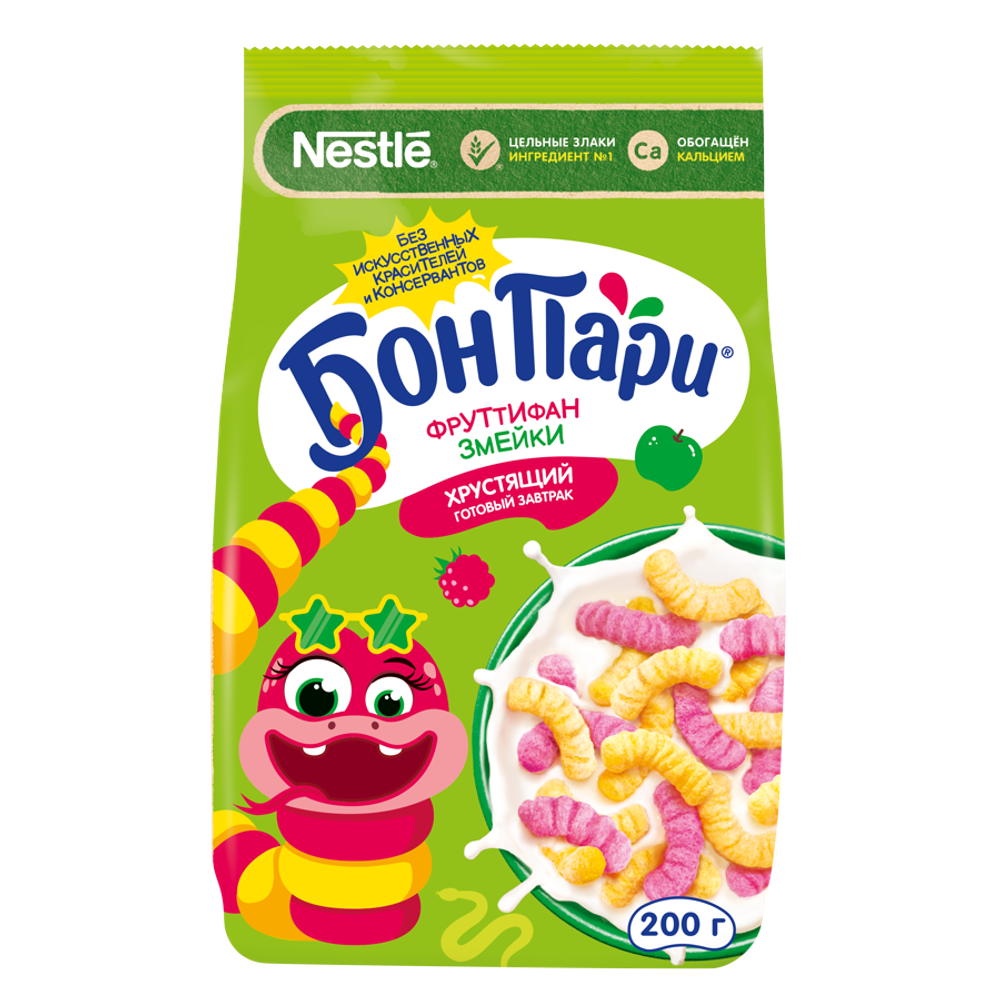 Завтрак готовый БОН ПАРИ Фруттифан. Змейки (Пак) 200г