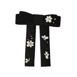 Бант "Мэри" черный с жемчужным декором