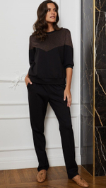 Элегантный джемпер свободного силуэта с округлым вырезом горловины (Размер: L) (Цвет: коричневый)