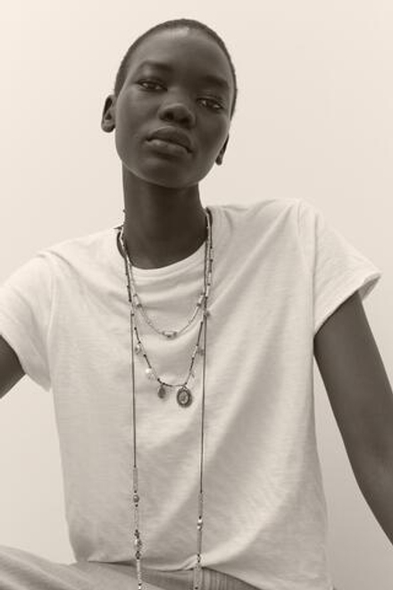 ZARA НАБОР ИЗ 3 ОЖЕРЕЛИЙ СО ШНУРКОМ, ПОДВЕСКАМИ И УКРАШЕНИЯМИ, ЗОЛОТИСТЫЙ