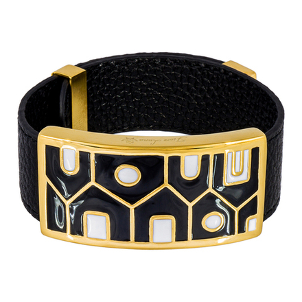 Браслет Fiore Luna на черном кожаном ремешке CB11318-16 BW