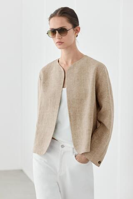 Massimo Dutti Бомбер с меланжевым эффектом, бежеаый