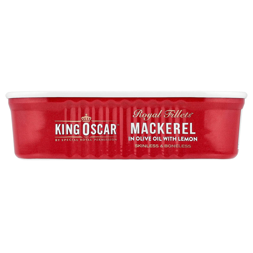 King Oscar, Royal Fillets, скумбрия в оливковом масле с лимоном, 115 г (4,05 унции)