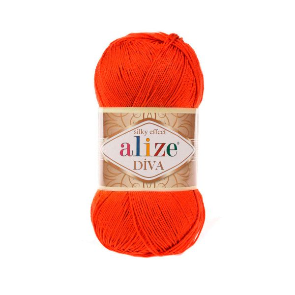 Пряжа Alize (Ализе) Diva / уп.5 мот. по 100 г, 350м, 037 оранжевый A