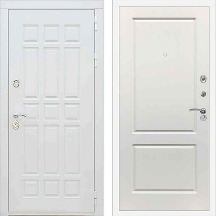 Входная металлическая белая дверь RеX (РЕКС) 8 Силк сноу / ФЛ-117 Силк сноу 16мм