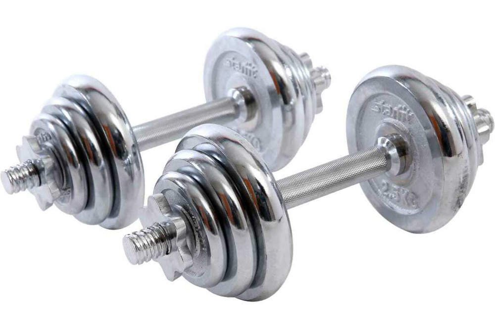 Гантели в чемодане BASEFIT DB-501 10 кг, хром