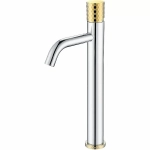 Смеситель для раковины Boheme Stick 122-CRG хром/ручка золото