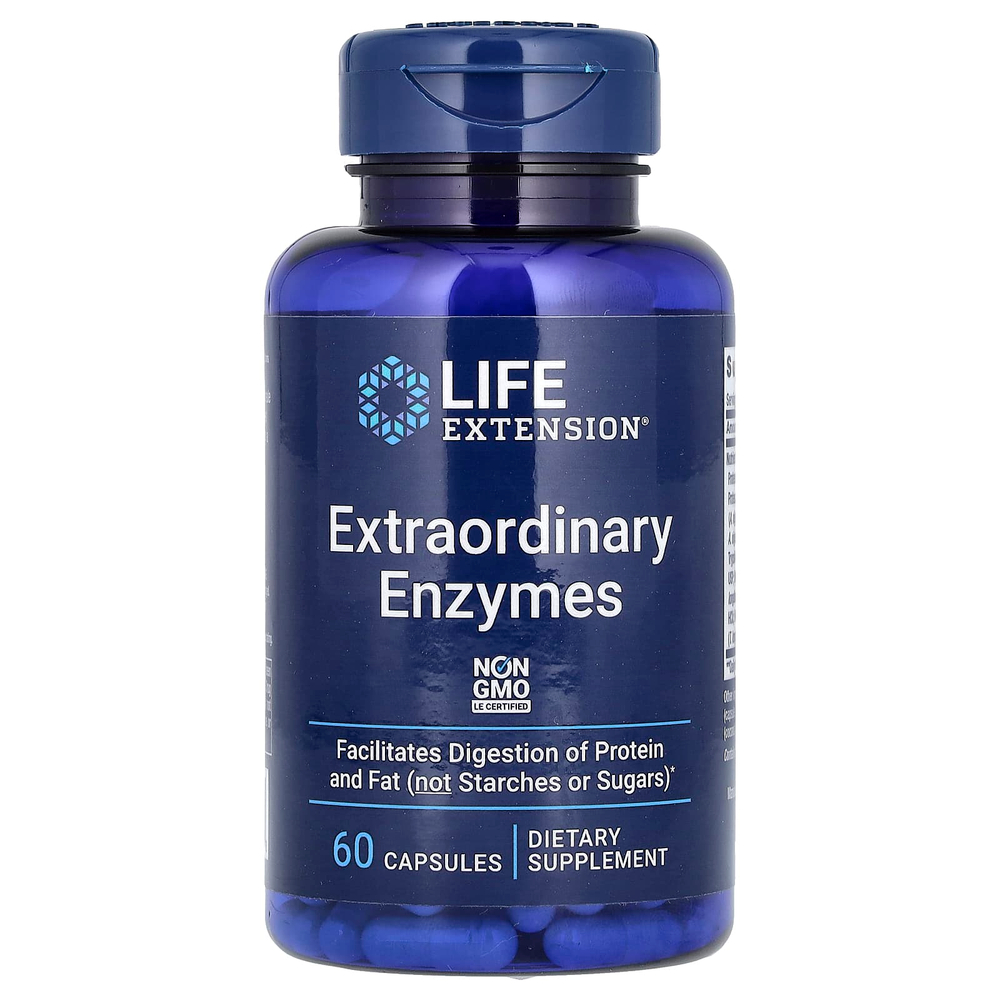 Life Extension, дополнительные ферменты, 60 капсул