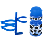 Фляга детская пластик. 0,3л синяя "футбол"+держ. пластик с универсальный крепл. VENTURA KIDS