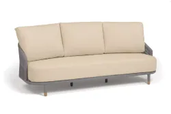 "Верона" диван 3-местный плетеный из роупа, каркас алюминий светло-серый (RAL7035) муар, роуп светло-серый круглый, ткань Mossle светло-бежевая