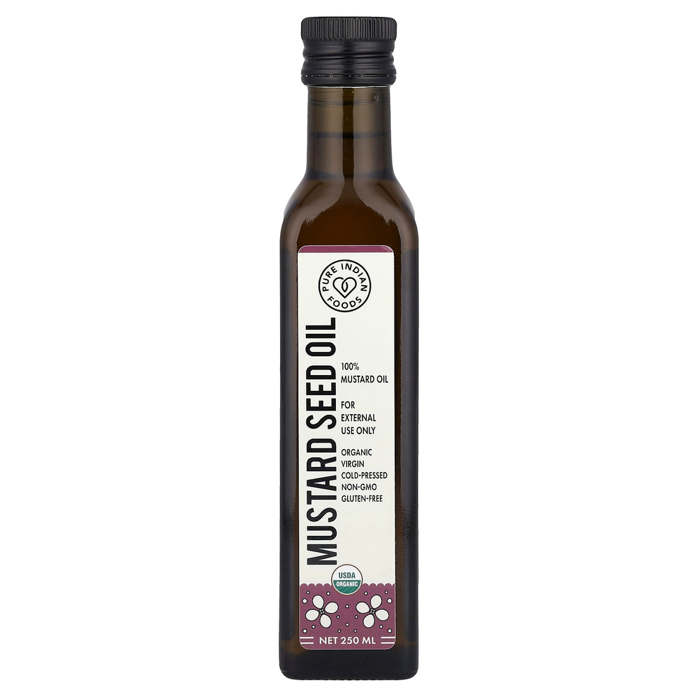 Pure Indian Foods, Органическое масло семян горчицы первого холодного отжима, 250 мл