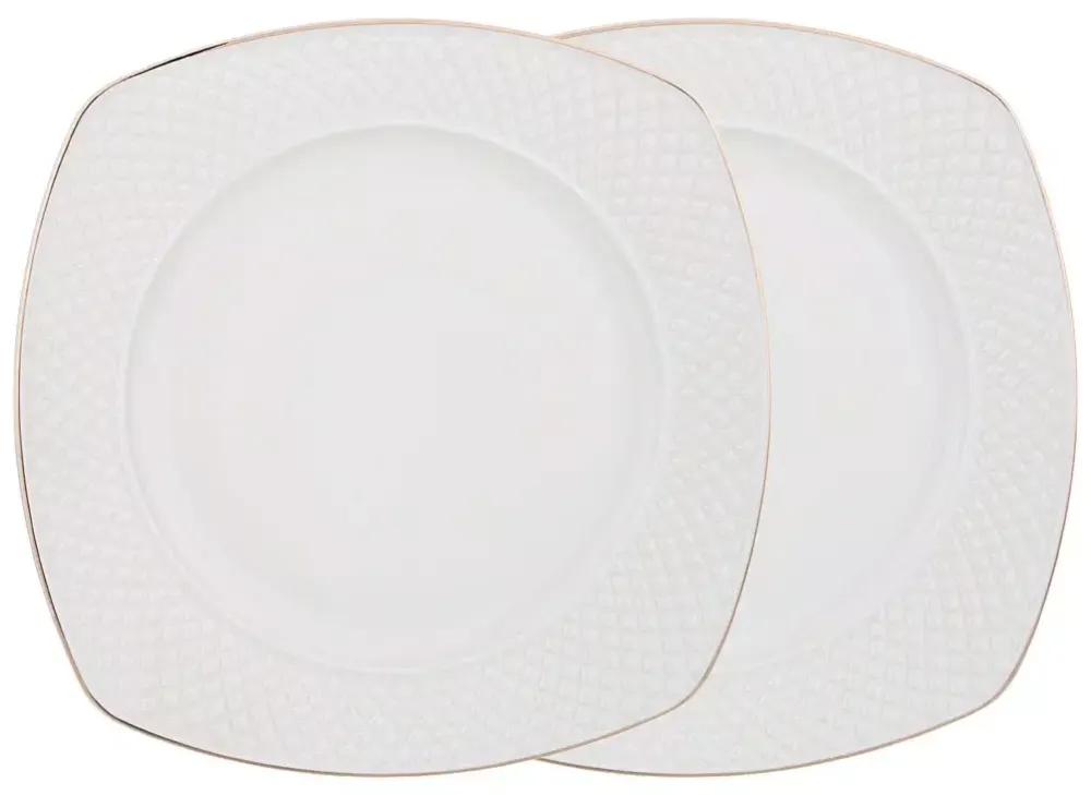 НАБОР ИЗ 2 ТАРЕЛОК ОБЕДЕННЫХ "ДИАМАНД ГОЛД" КВАДРАТ 24,5 СМ