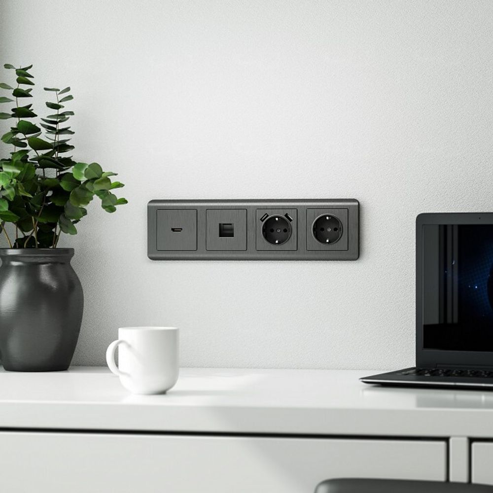 Розетка Ethernet RJ-45 без рамки Werkel графит рифленый W1181004